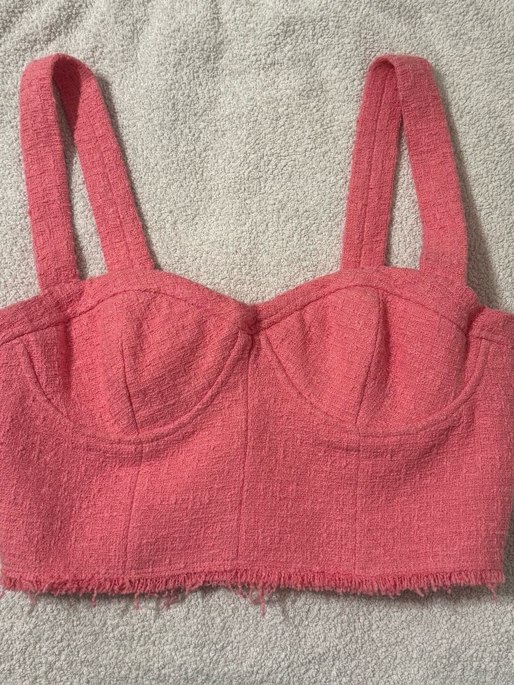 Pink Textured Tweed crop Top